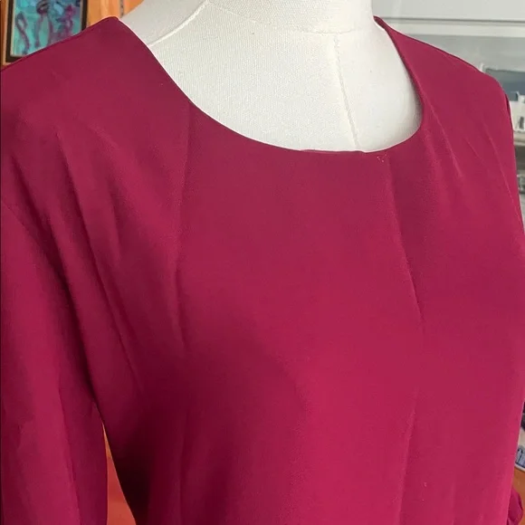 Alfani Berry Long Sleeve Dress with Pleated Accents Size 12 EUC - Picture 7 of 9